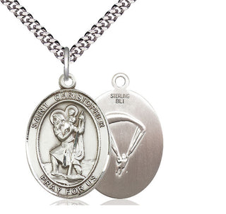 Sterling Silver Saint Christopher Paratrooper Medal Catholic Jewelry