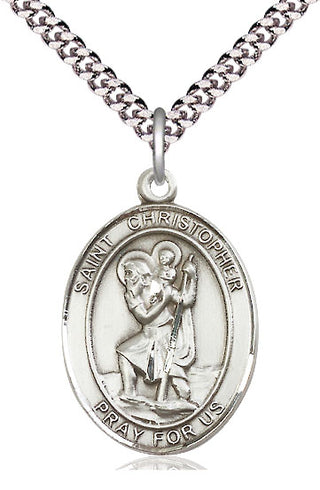 Pewter Saint Christopher Medal with 24-inch Chain | Engravable