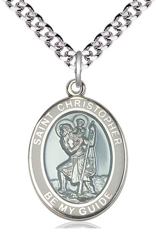 Sterling Silver Saint Christopher Medal Catholic Jewelry Engraved Catholic Saint Jewelry