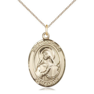 14kt Gold Filled Saint Dorothy Medal Catholic Jewelry Engraved Catholic Saint Jewelry