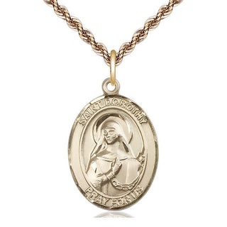 14kt Gold Filled Saint Dorothy Medal Catholic Jewelry Engraved Catholic Saint Jewelry
