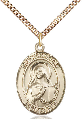 14kt Gold Saint Dorothy Medal Engraved Catholic Saint Jewelry