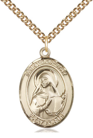 14kt Gold Saint Dorothy Medal Engraved Catholic Saint Jewelry