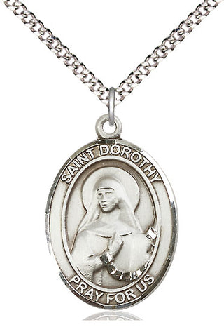 Pewter Saint Dorothy Medal Catholic Jewelry Engraved Catholic Saint Jewelry