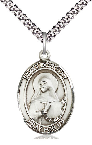 Pewter Saint Dorothy Medal Catholic Jewelry Engraved Catholic Saint Jewelry