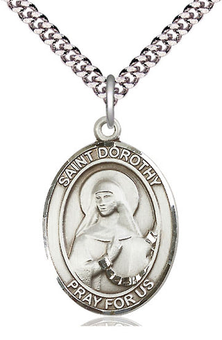 Sterling Silver Saint Dorothy Medal Catholic Jewelry Engraved Catholic Saint Jewelry