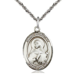 Sterling Silver Saint Dorothy Medal Catholic Jewelry Engraved Catholic Saint Jewelry