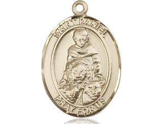 14kt Gold Saint Daniel Medal Engraved Catholic Saint Jewelry