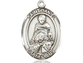 Pewter Saint Daniel Pendant on an 24-inch Light Rhodium Heavy Curb Chain Engraved Catholic Saint Jewelry