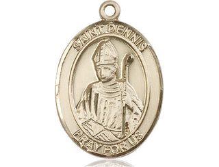 14kt Gold Filled Saint Dennis Medal Engraved Catholic Saint Jewelry