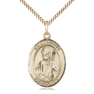 14kt Gold Filled Saint Dennis Medal Catholic Jewelry Engraved Catholic Saint Jewelry