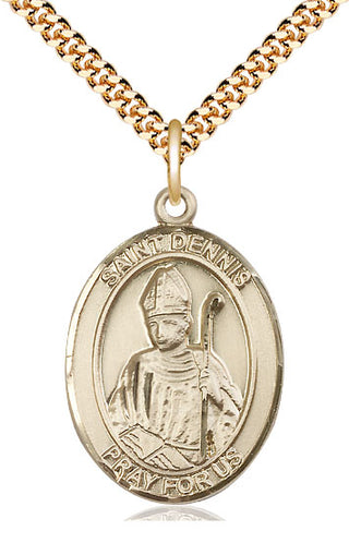 14kt Gold Filled Saint Dennis Medal Catholic Jewelry Engraved Catholic Saint Jewelry