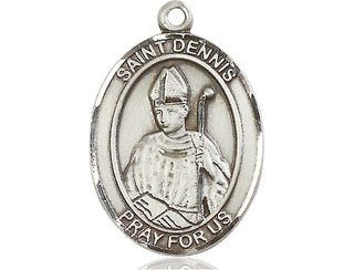 Pewter Saint Dennis Medal Engraved Catholic Saint Jewelry