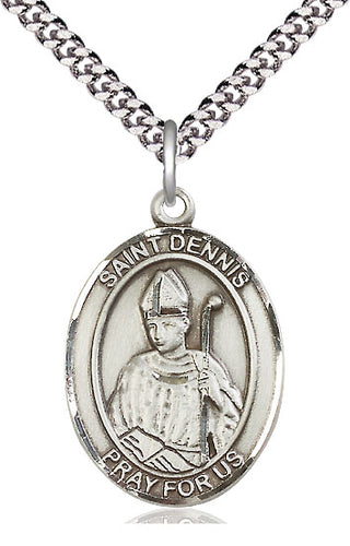 Pewter Saint Dennis Medal Catholic Jewelry Engraved Catholic Saint Jewelry