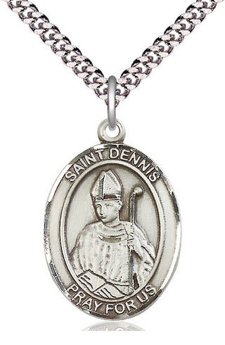 Sterling Silver Saint Dennis Medal Catholic Jewelry Engraved Catholic Saint Jewelry