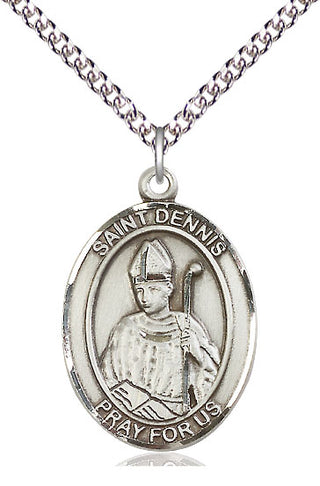 Sterling Silver Saint Dennis Medal Catholic Jewelry Engraved Catholic Saint Jewelry