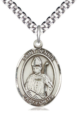 Sterling Silver Saint Dennis Medal Catholic Jewelry Engraved Catholic Saint Jewelry
