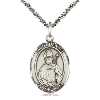 Sterling Silver Saint Dennis Medal Catholic Jewelry Engraved Catholic Saint Jewelry