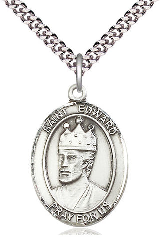 Pewter Saint Edward the Confessor Medal Catholic Jewelry Engraved Catholic Saint Jewelry