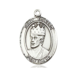 Sterling Silver Saint Edward the Confessor Medal Catholic Jewelry Engraved Catholic Saint Jewelry