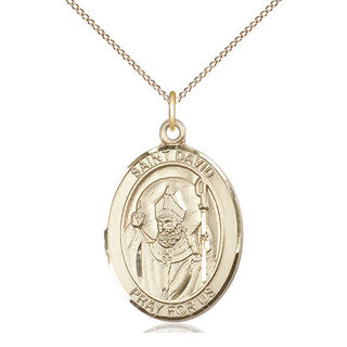 14kt Gold Filled Saint David of Wales Medal Catholic Jewelry Engraved Catholic Saint Jewelry