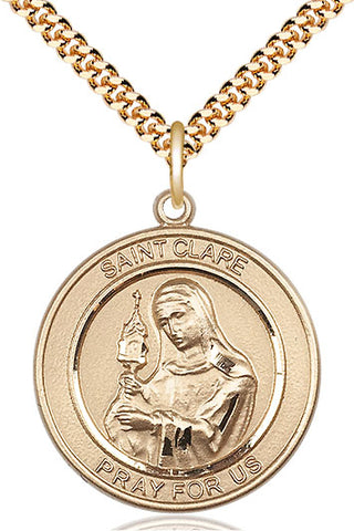 14kt Gold Filled Saint Clare of Assisi Medal Catholic Jewelry Engraved Catholic Saint Jewelry
