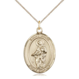 14kt Gold Filled Saint Jane of Valois Medal Catholic Jewelry Engraved Catholic Saint Jewelry