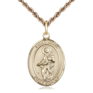 14kt Gold Filled Saint Jane of Valois Medal Catholic Jewelry Engraved Catholic Saint Jewelry