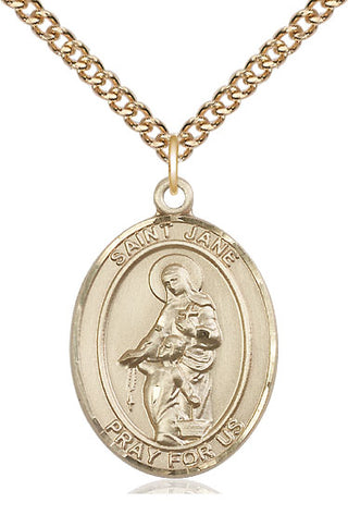 14kt Gold Saint Jane of Valois Medal Engraved Catholic Saint Jewelry