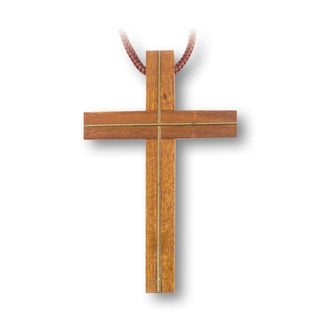 10-Pack - 3 1/4" Teak Inlaid Cross With Cord
