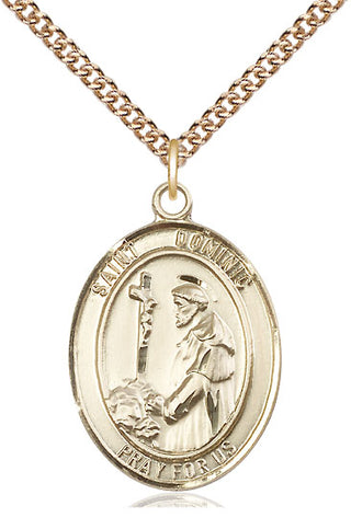 14kt Gold Filled Saint Dominic de Guzman Medal Catholic Jewelry Engraved Catholic Saint Jewelry