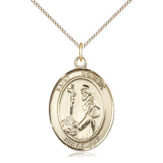 14kt Gold Saint Dominic de Guzman Medal Engraved Catholic Saint Jewelry