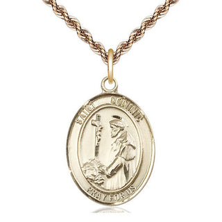 14kt Gold Saint Dominic de Guzman Medal Engraved Catholic Saint Jewelry