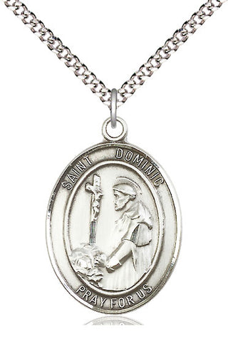 Pewter Saint Dominic de Guzman Medal Catholic Jewelry Engraved Catholic Saint Jewelry