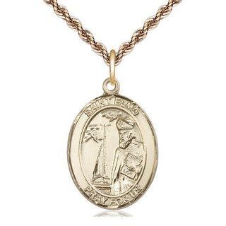 14kt Gold Filled Saint Elmo Medal Catholic Jewelry Engraved Catholic Saint Jewelry