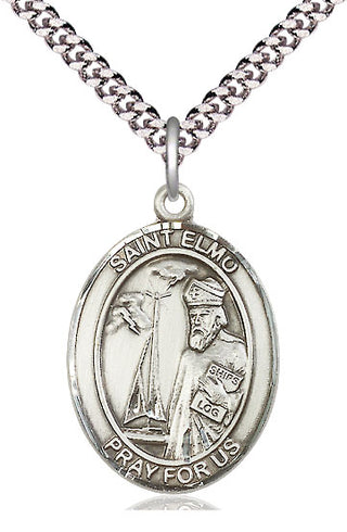 Pewter Saint Elmo Medal Catholic Jewelry Engraved Catholic Saint Jewelry