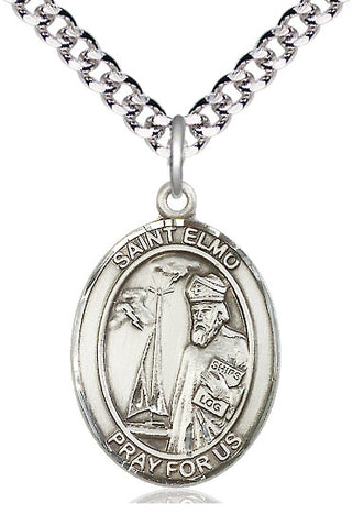 Pewter Saint Elmo Medal Catholic Jewelry Engraved Catholic Saint Jewelry