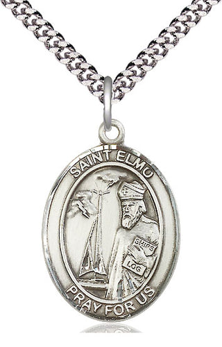 Pewter Saint Elmo Medal Catholic Jewelry Engraved Catholic Saint Jewelry