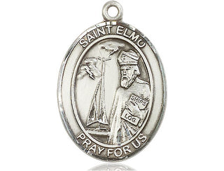 Sterling Silver Saint Elmo Medal Catholic Jewelry Engraved Catholic Saint Jewelry