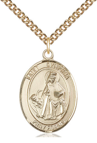 14kt Gold Filled Saint Dymphna Medal Catholic Jewelry Engraved Catholic Saint Jewelry