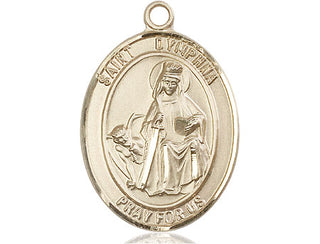 14kt Gold Saint Dymphna Medal Engraved Catholic Saint Jewelry