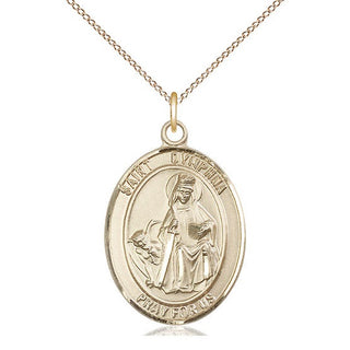 14kt Gold Saint Dymphna Medal Engraved Catholic Saint Jewelry