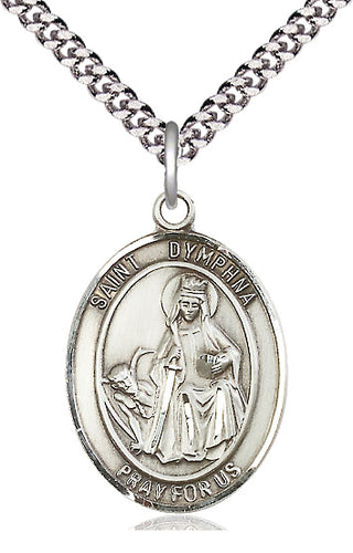 Pewter Saint Dymphna Medal Catholic Jewelry Engraved Catholic Saint Jewelry