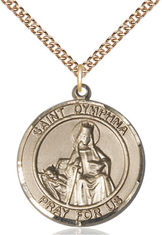14kt Gold Saint Dymphna Medal Engraved Catholic Saint Jewelry