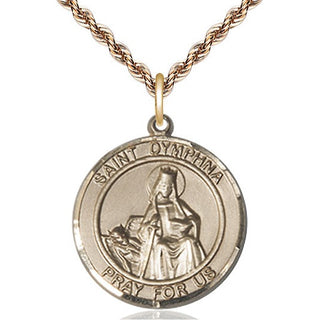14kt Gold Saint Dymphna Medal Engraved Catholic Saint Jewelry
