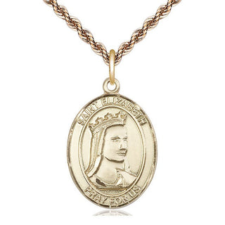 14kt Gold Saint Elizabeth of Hungary Medal Engraved Catholic Saint Jewelry