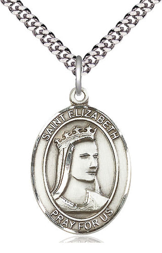 Sterling Silver Saint Elizabeth of Hungary Medal Catholic Jewelry Engraved Catholic Saint Jewelry