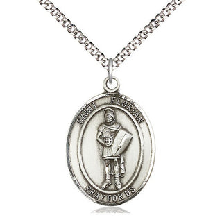 Pewter Saint Florian Medal Catholic Jewelry Engraved Catholic Saint Jewelry