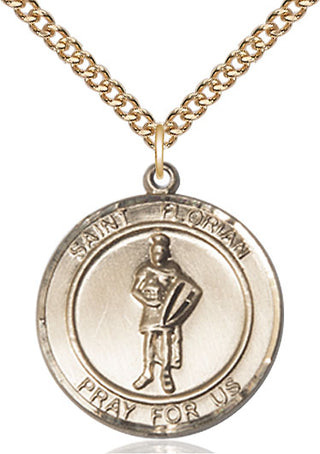 14kt Gold Saint Florian Medal Engraved Catholic Saint Jewelry