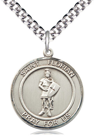 Pewter Saint Florian Medal Catholic Jewelry Engraved Catholic Saint Jewelry